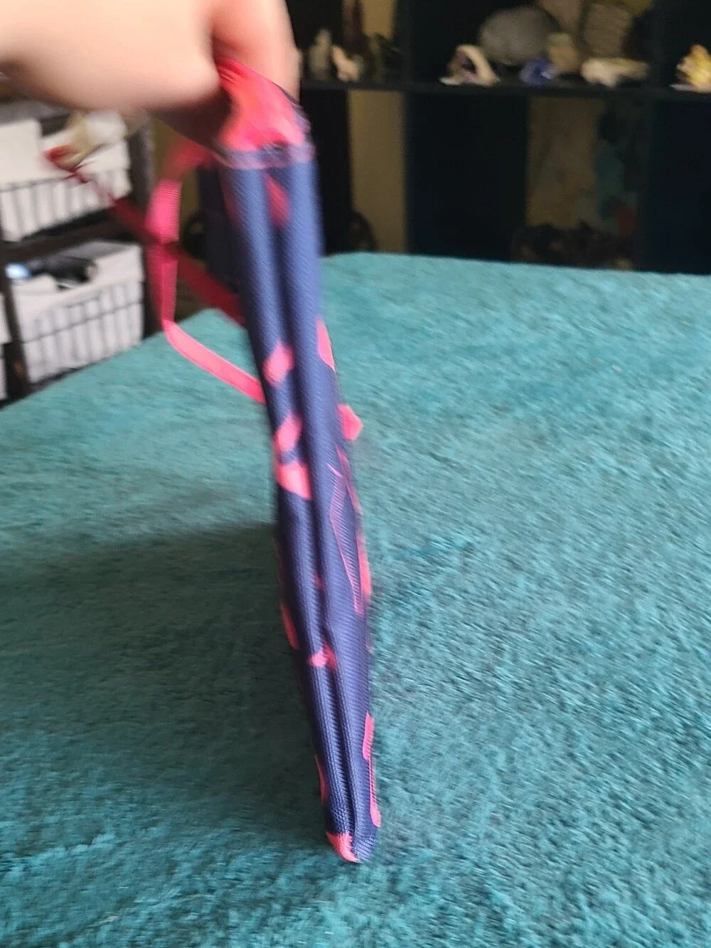 Pink Flamingo Print Wristlet In Navy and Pink
